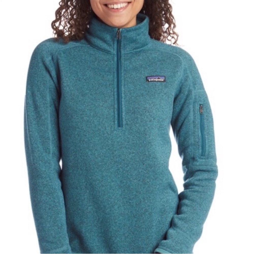 Patagonia Teal Quarter-Zip Turtleneck Fleece Pullover
